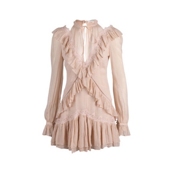 JONATHAN SIMKHAI Ruffle Trim Tiered Hem Stripe Silk Georgette Dress - NE… - Picture 7 of 15